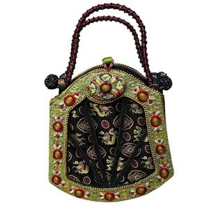 🌻Mary Frances Beaded Embroidery Handbag Clutch Size Asian Oriental Dragon Motif